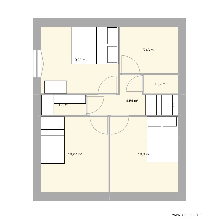 anse etage. Plan de 7 pièces et 44 m2
