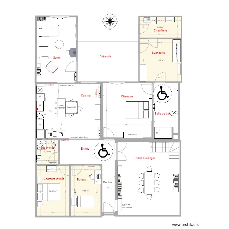 Plan projet au 12-04-2024. Plan de 5 pièces et 41 m2