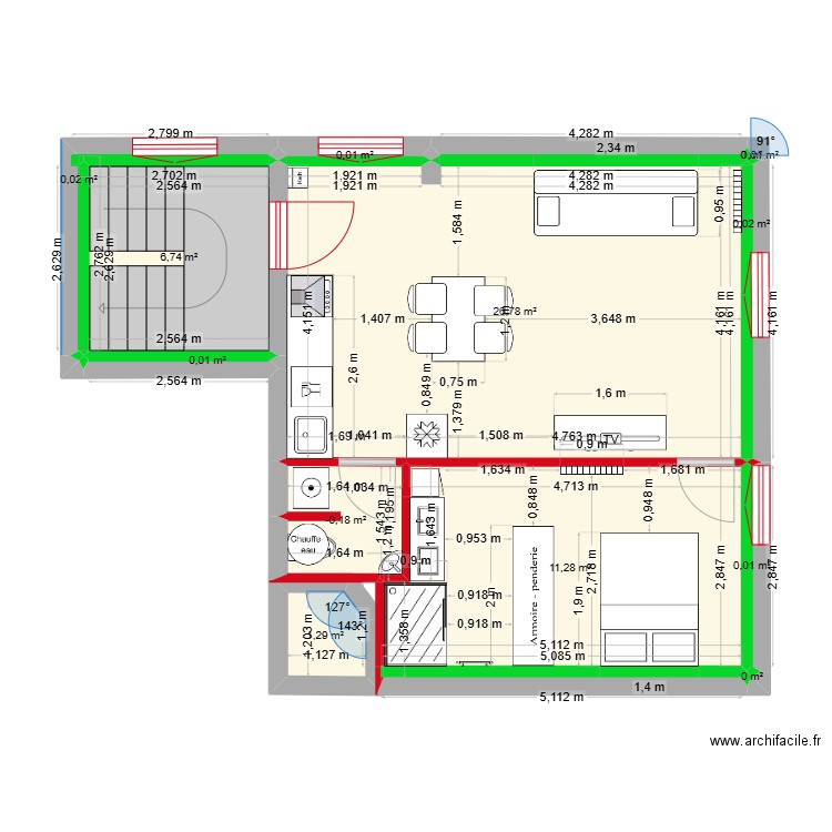 PLAN AMENAGEMENT. Plan de 13 pièces et 51 m2