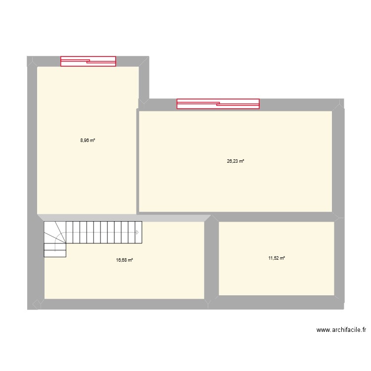Aujargues. Plan de 4 pièces et 63 m2