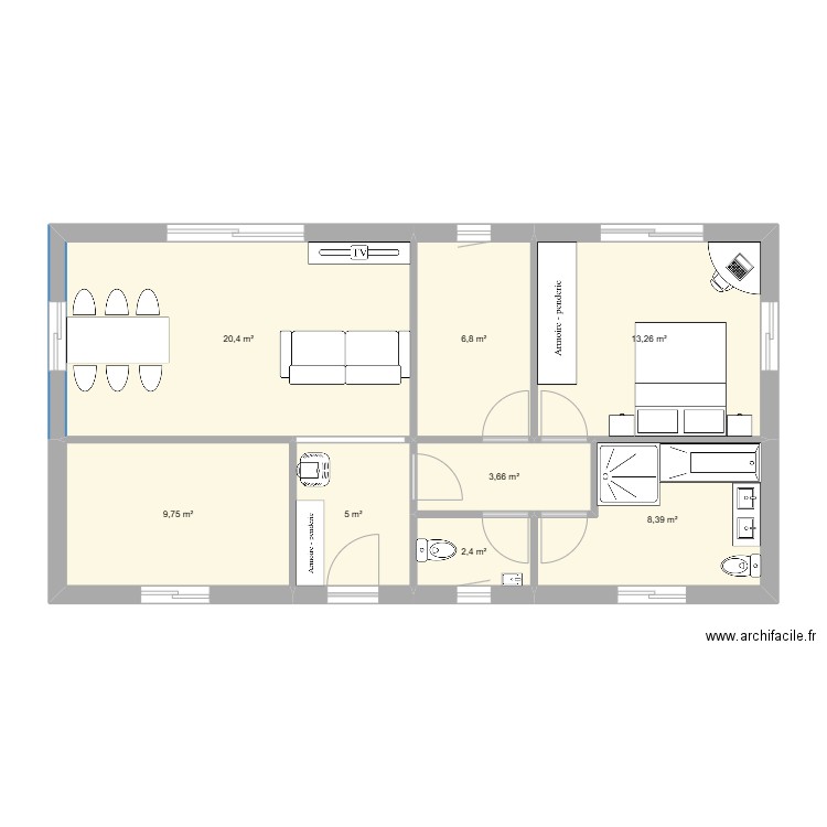 maison fianele. Plan de 8 pièces et 70 m2