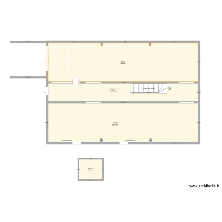 plan avec isolation intérieur. Plan de 25 pièces et 460 m2