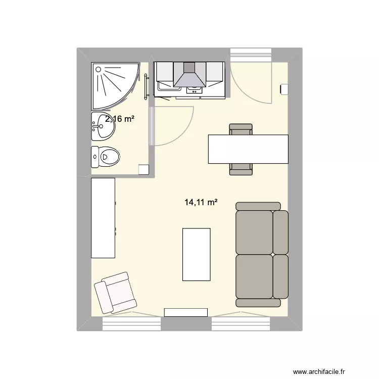 cazba2. Plan de 2 Pièces et 16 m² cazba2. Plan de 2 Pièces et 16 m²
