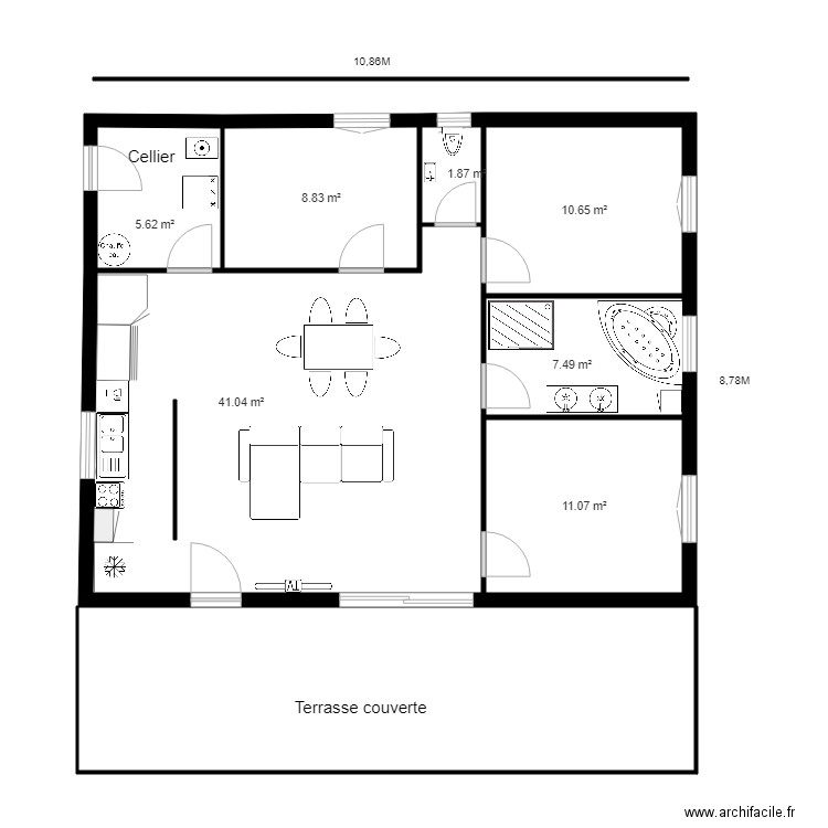 Plan 1 CLO 5. Plan de 7 pièces et 87 m2