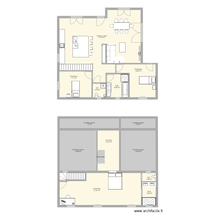 V-5. Plan de 16 pièces et 193 m2