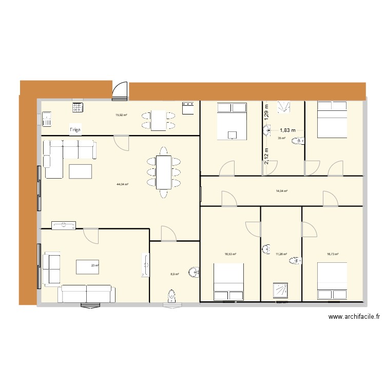 SAM. Plan de 10 pièces et 186 m2