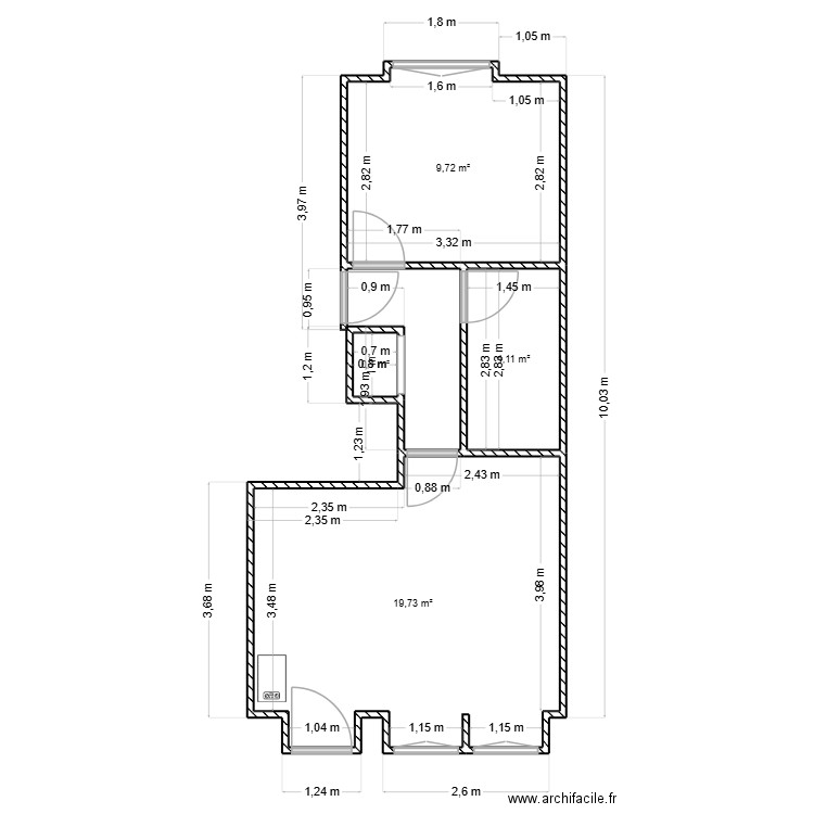 F1 - MDE. Plan de 4 pièces et 34 m2