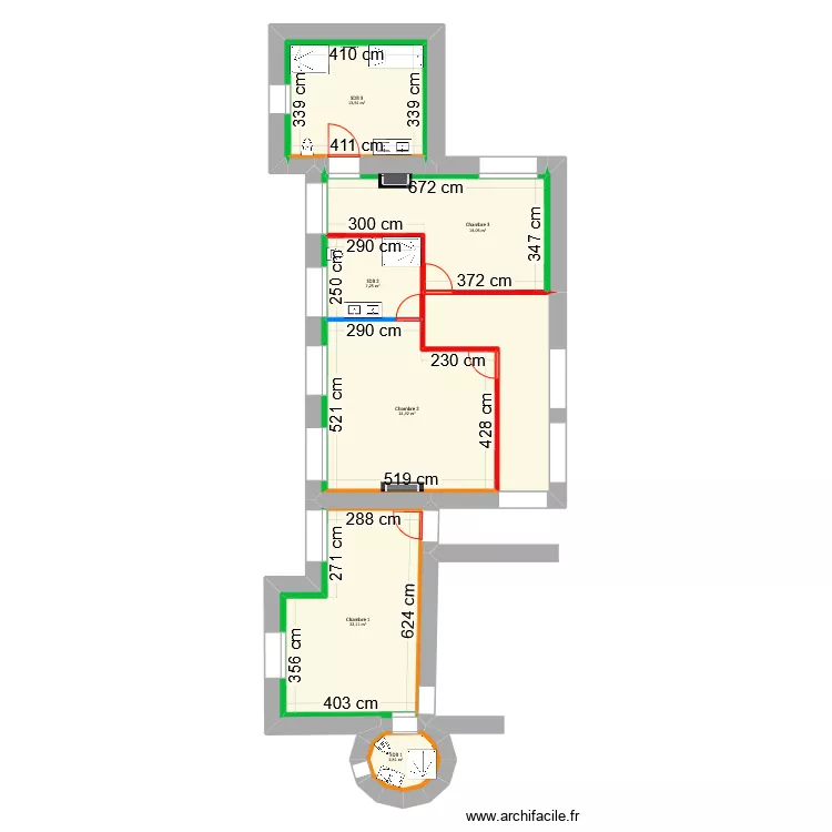 Berthod - Projet chambre d'h&ocirc;te. Plan de 