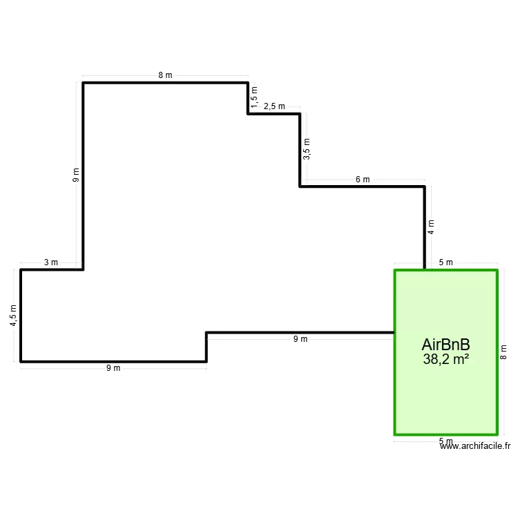 Maison + airbnb. Plan de 1 Pièce et 38 m² Maison + airbnb. Plan de 1 Pièce et 38 m²