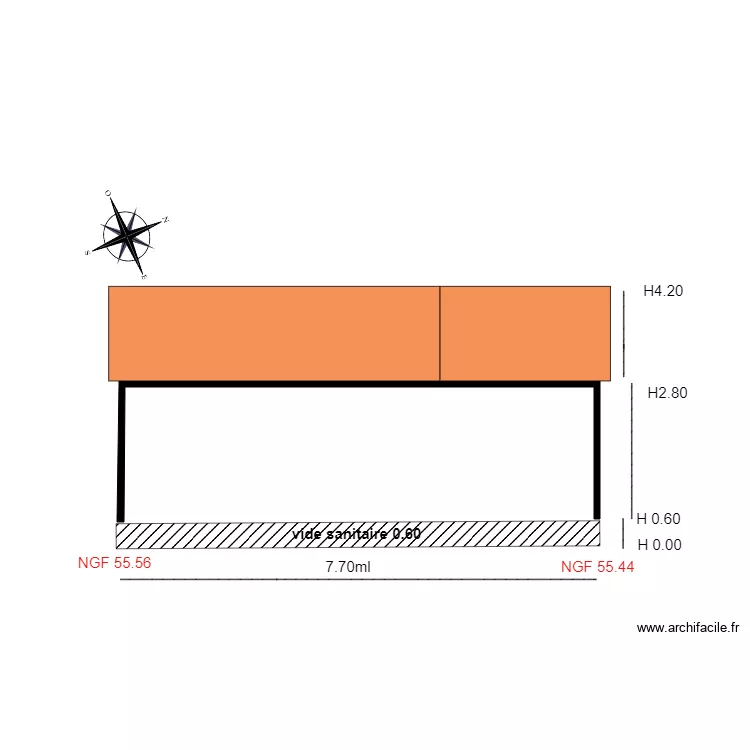 Facade est                 chalet 59. Plan de 