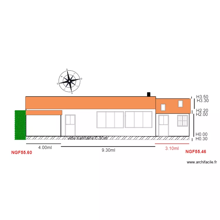Facade NORD                chalet 67. Plan de 