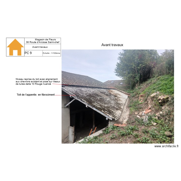 PC 9  Avant travaux Implantation pompe et toiture appentis. Plan de 0 pièce et 0 m2