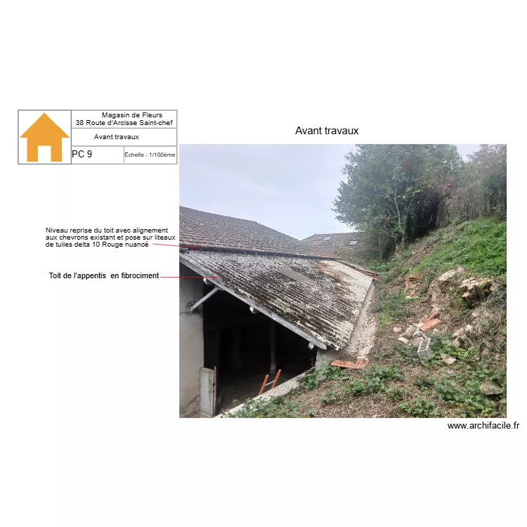 PC 9  Avant travaux Implantation pompe et toiture appentis. Plan de 