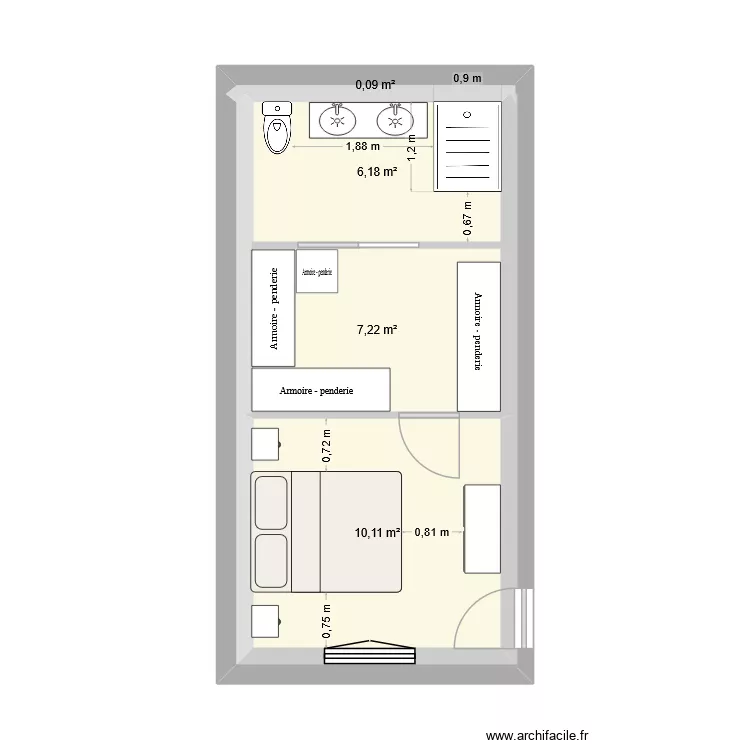 Suite parentale. Plan de 5 Pièces et 24 m² Suite parentale. Plan de 5 Pièces et 24 m²