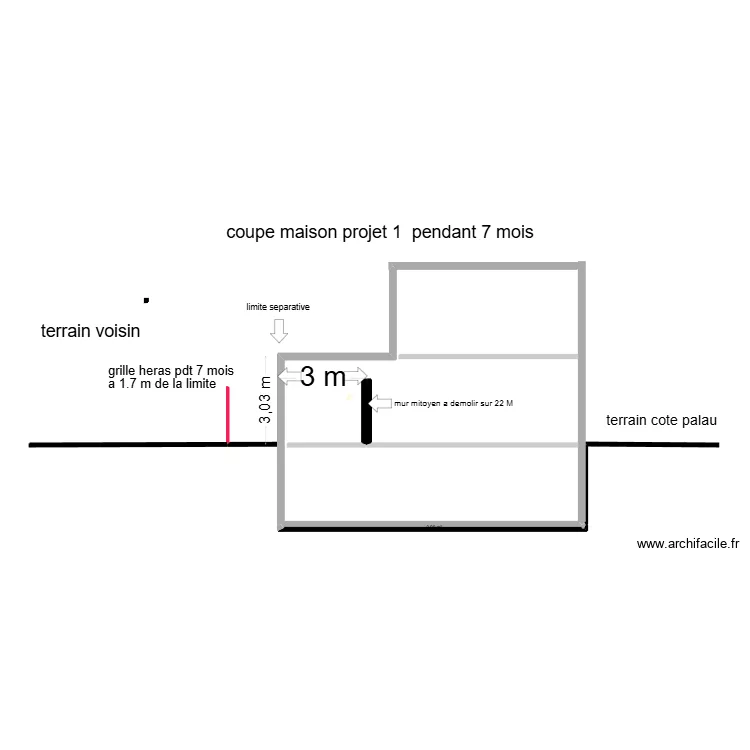 coupe projet 1. Plan de 1 pièce et 0 m²