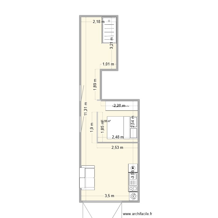 villa marc. Plan de 1 pièce et 31 m2