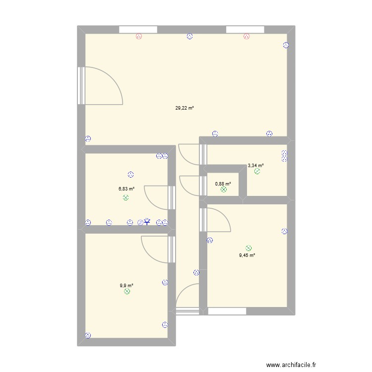 MAISON. Plan de 6 pièces et 60 m2