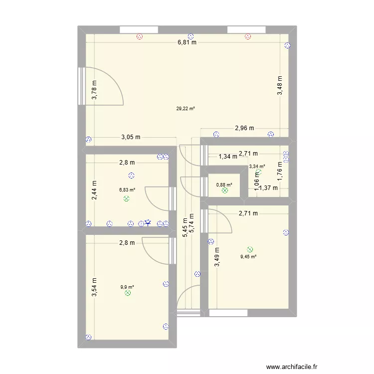 MAISON. Plan de 6  et 60 m²