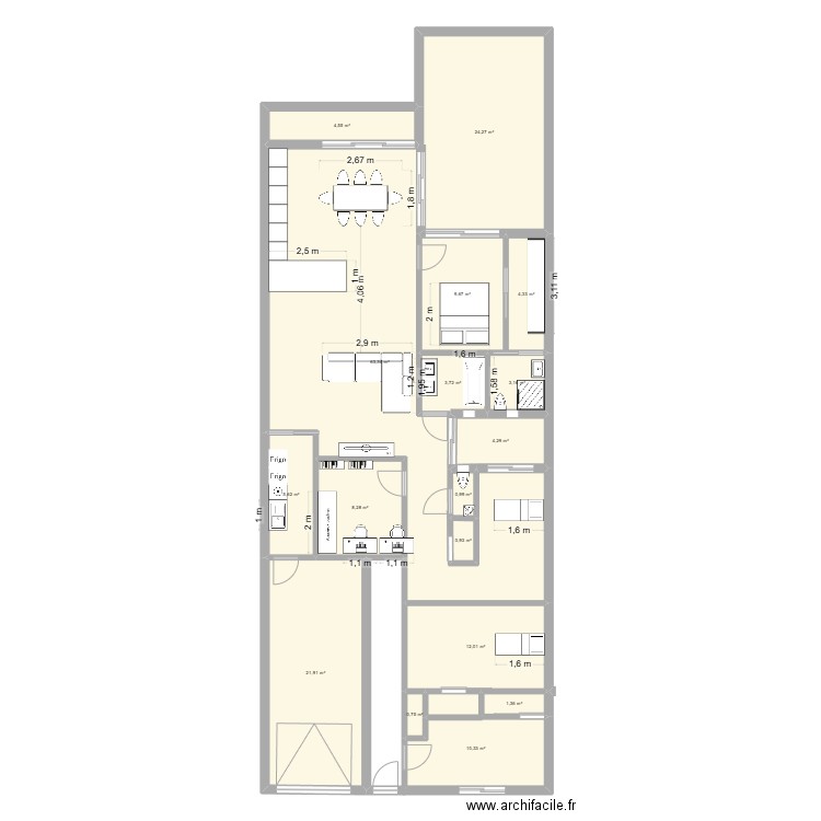 projet maison 2. Plan de 17 pièces et 180 m2