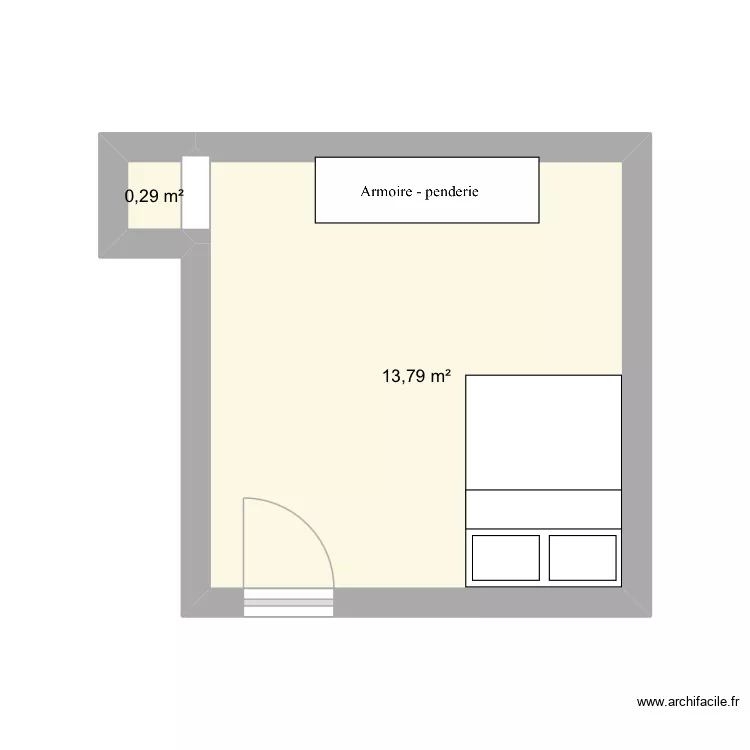 Chambre. Plan de 2 et 14 m² Chambre. Plan de 2 et 14 m²