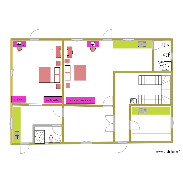 Etage dar al hosn. Plan de 7 pièces et 118 m2