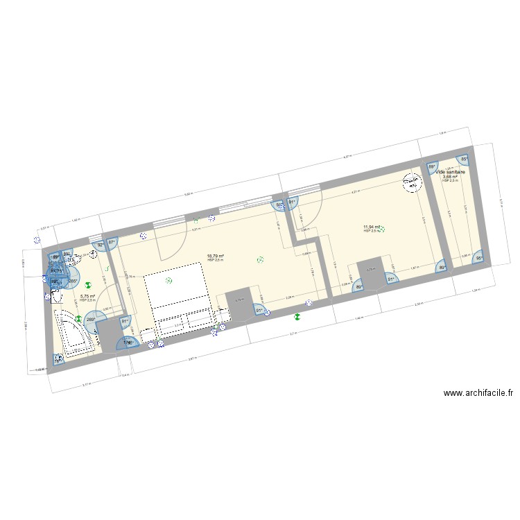 MAISON DU HAUT RDC 3.1. Plan de 5 pièces et 40 m2