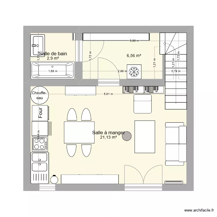 maison. Plan de 3  et 31 m²