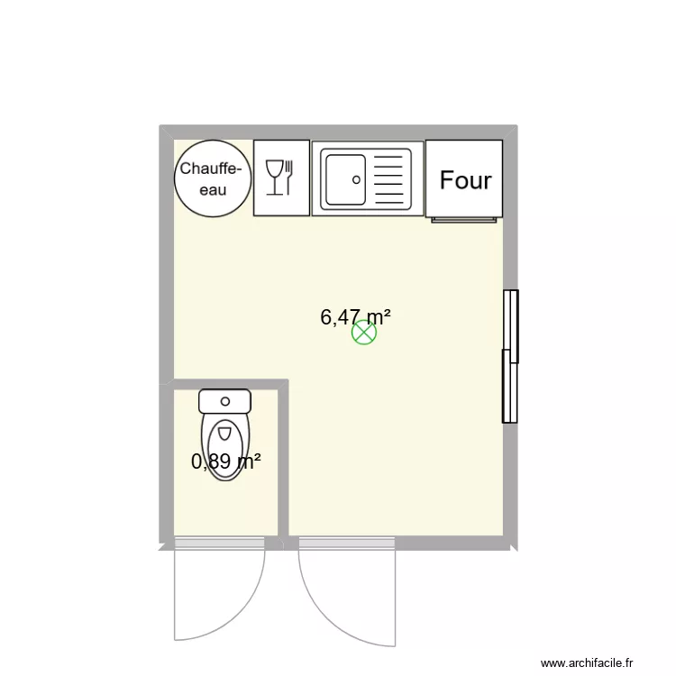 cuisine Wendy. Plan de 2  et 7 m²