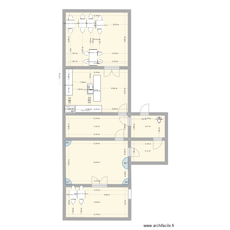 madaé. Plan de 7 pièces et 115 m2