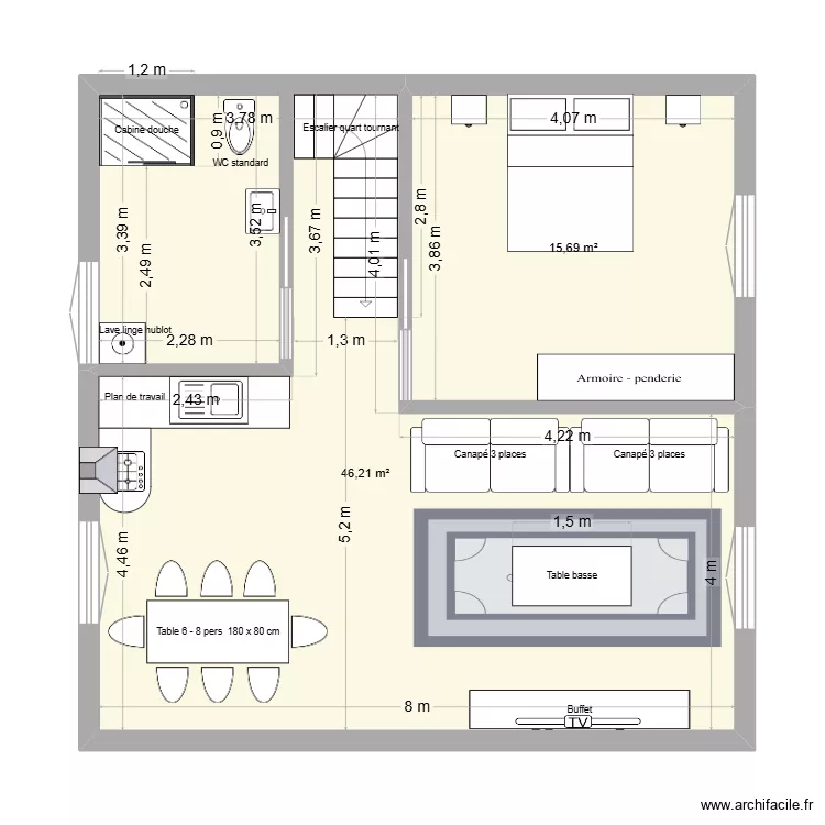 r+1 mamaille. Plan de 2  et 62 m²