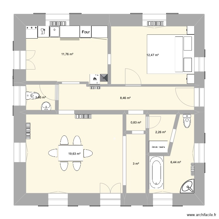 Bron 1er étage avant travaux. Plan de 0 pièce et 0 m2