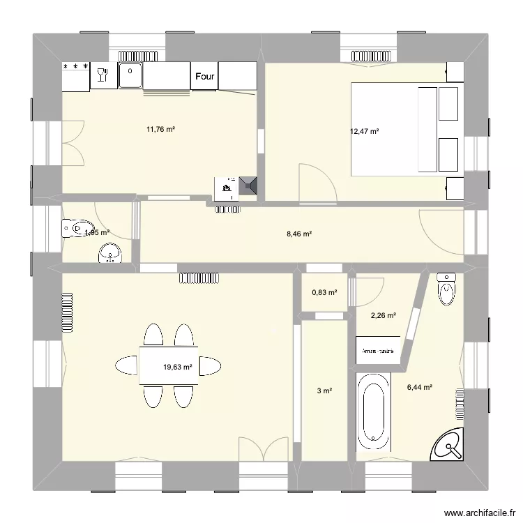 Bron 1er &eacute;tage avant travaux. Plan de 