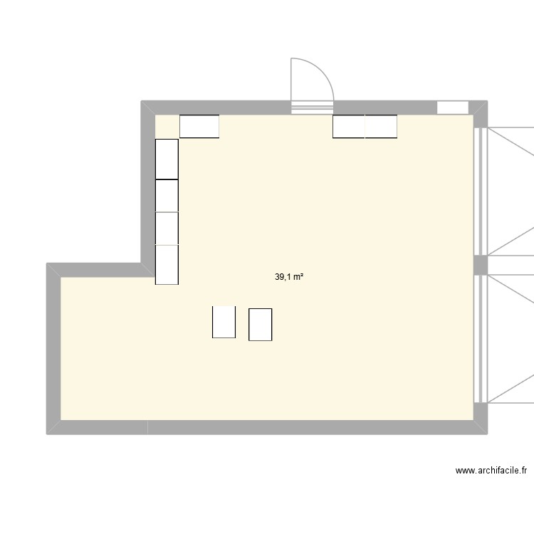 garage. Plan de 1 pièce et 39 m2