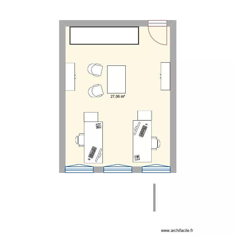 Bureau YB+GJ. Plan de 1  et 27 m²