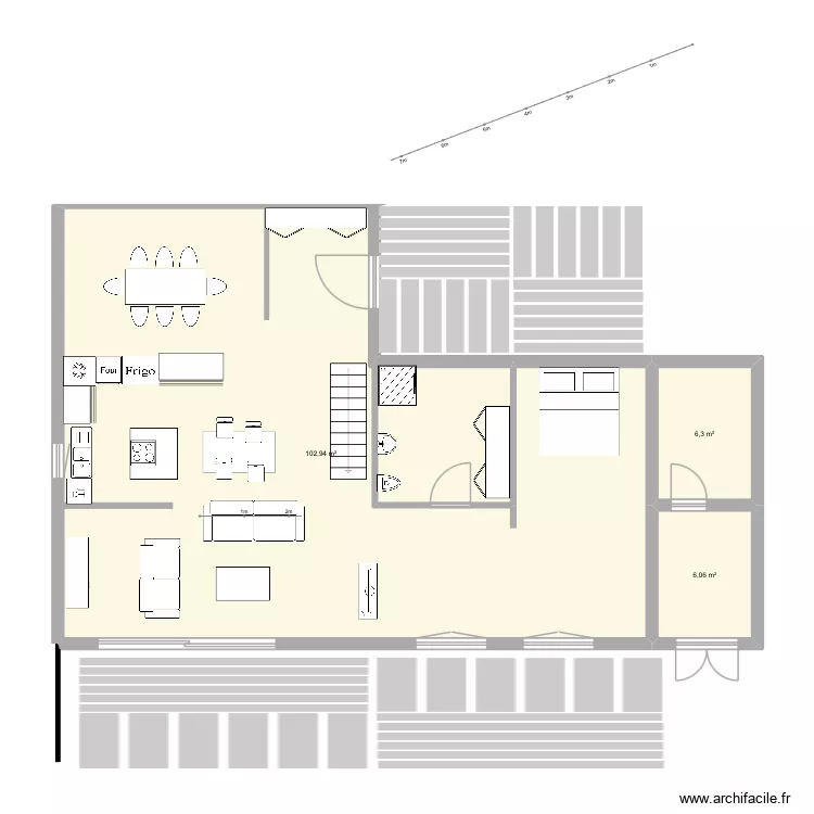 Arc-en-ciel rdc. Plan de 3  et 115 m²