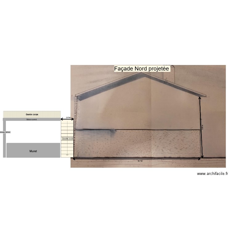 Façade Nord projetée. Plan de 0 pièce et 0 m2