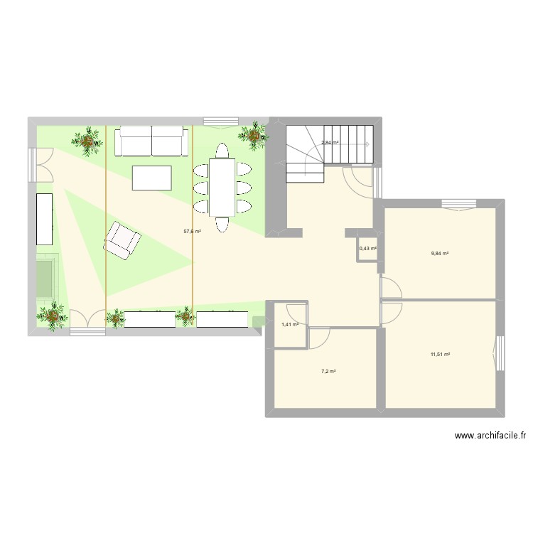 RDC-proposition1. Plan de 7 pièces et 91 m2