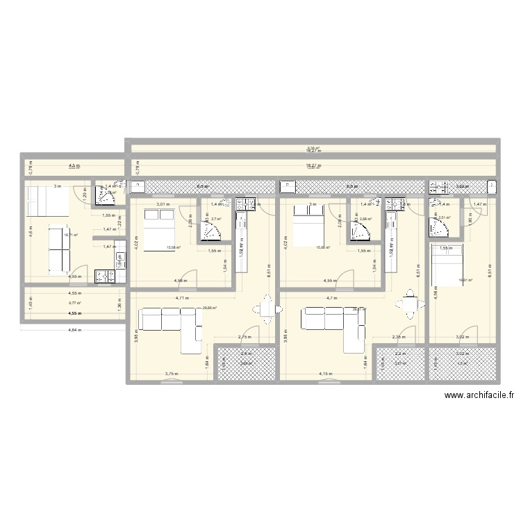 Denise_House. Plan de 20 pièces et 185 m2
