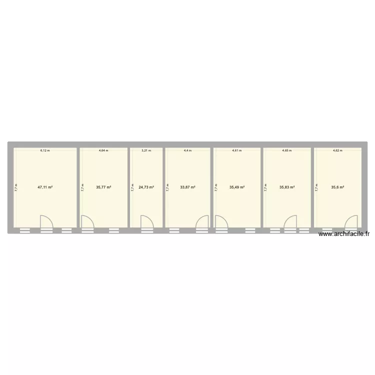 corps de ferme avec nouvelle cloisons. Plan de 7  et 248 m²