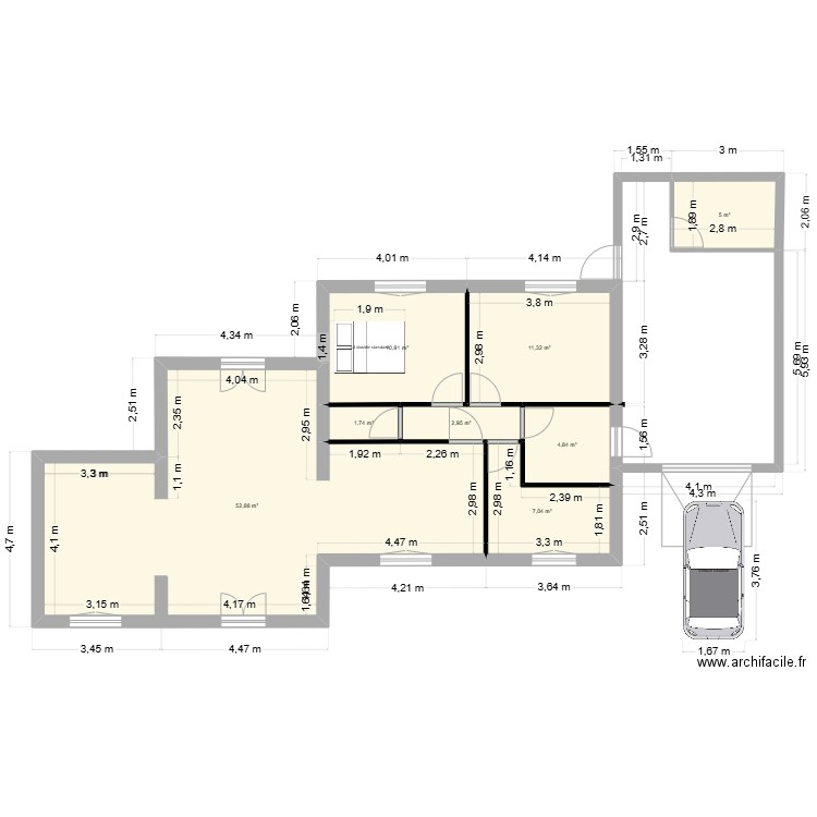 babase 1. Plan de 8 pièces et 97 m2