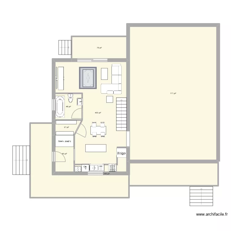 haut. Plan de 7  et 159 m²