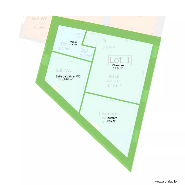 LOT 1 &eacute;tage les Moulins. Plan de 