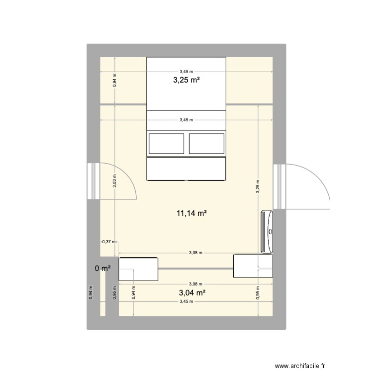 Combles Lit. Plan de 4 pièces et 17 m2