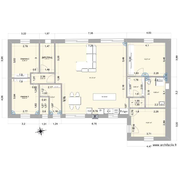 plan2. Plan de 12 pièces et 120 m2