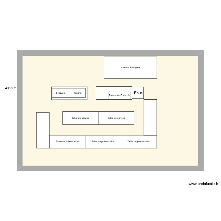 Stand. Plan de 1 pièce et 49 m2