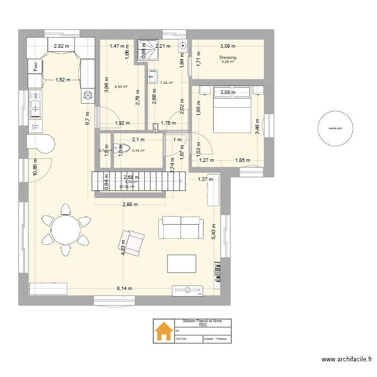 maison3. Plan de 7 pièces et 93 m2