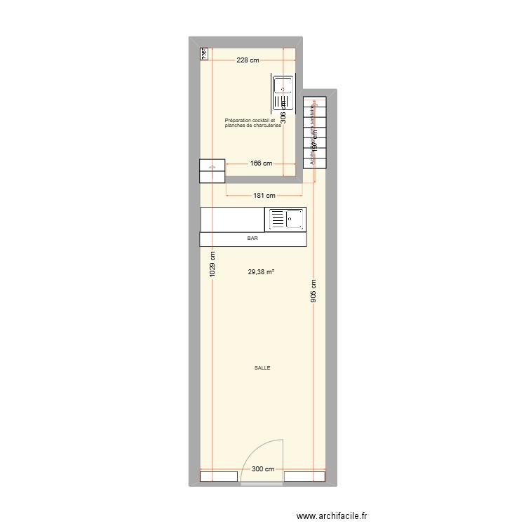 921 plan avant aménagement. Plan de 5 pièces et 36 m2