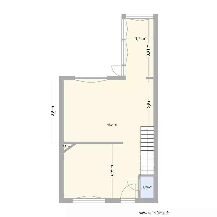 maison. Plan de 3  et 46 m²