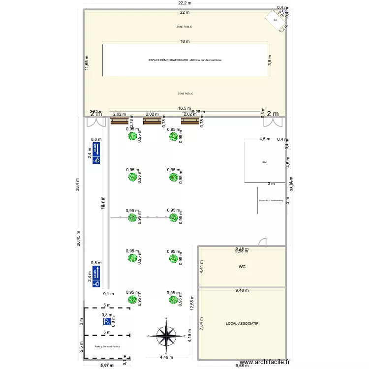D&eacute;mo_Skate_MAG_BCE. Plan de 3  et 372 m²