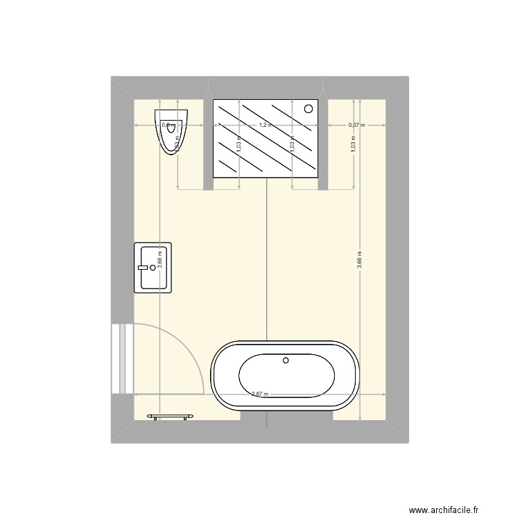 Seclin 35 PLOUICH. Plan de 1 pièce et 10 m2